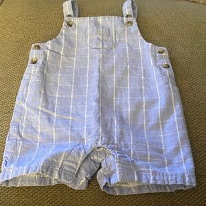 Janie and Jack Blue Checkered Short Overalls